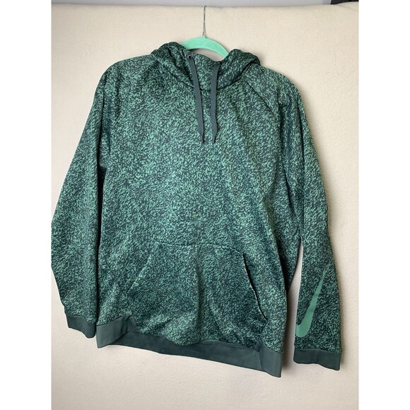 Nike Dri-Fit Hoodie Mens Size XL Green Mottled Swoosh Pullover Kangaroo Pocket - Picture 1 of 7